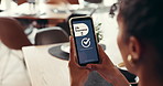 Phone screen, life insurance and ui with hands of person for digital application, app and check. Claims status, membership benefits and medical cover with woman for biometric login and online review