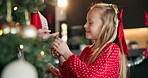 Father, child and tree with decoration on Christmas, festive celebration and holiday tradition. Smile, man and kid help with sparkle ornaments, preparation and family bonding for xmas season in home