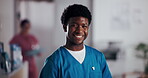 Healthcare, nurse and face of man in hospital for smile, about us and professional physician. Medical, wellness specialist and confidence with person in clinic for opportunity, career and pride