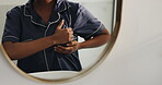 Breast cancer, check and mirror with chest of woman for self examination, anatomy and medical care. Lump inspection, tissue diagnosis and tumor prevention with reflection of person in home for test