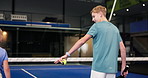 Padel tennis, children and practice for sport, fitness or teaching game rules, exercise or wellness. Lesson, boy and training with girl, growth and development  of kid, athlete or preparing for match