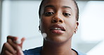 Woman, nurse and cotton swab for test, genetic exam or collect DNA sample in medical clinic. African person, pcr and healthcare worker with tools for diagnosis, virus screening and smile with POV