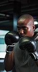 Fitness, kickboxing and men in gym for workout, technique or cardio training with partnership. Sports, gloves and male athlete with coach for exercise, challenge or performance for self defense.