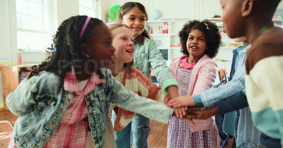 Learners Unity Picture Happy children, students and unity with hands together in huddle for ...