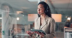Call center, consultant and woman with tablet, help or explaining insurance plan to contact or chat. Talking, person and communication with headset, consultation or advice for inquiry and discussion