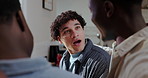 Internship, student and man shocked with good news, excited and wow for interview results. Surprise, acceptance and friend support in successful interview, growth and knowledge for job apprenticeship