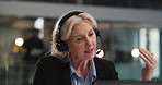 Business woman, agent or laptop with headset for finance advice or customer service in office. Female person, consultant or financial advisor with computer for online help or virtual assistance