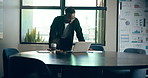 Laptop, research and business black man in office for online proposal, investment growth and report. Corporate, professional and person on computer for financial review, budget and kpi insights