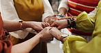Group of women, holding hands and prayer for solidarity, faith and healing for religion, god or spiritual wellness. Community, mature people and support for hope, peace and worship together for love