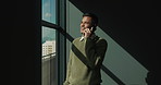 Businessman, phone call and communication with networking, corporate negotiation at office with mobile phone.
