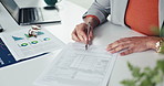 Business woman, hands and signing with documents for finance or legal agreement in office. Female person, accountant or employee with paper or signature for financial policy or terms and conditions