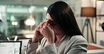 Phone call, consultant and stress with business woman in office for client advisor, account manager and negotiation. Anxiety, portfolio discussion and bokeh with person in agency for communication