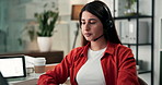 Telecom, advisor and woman in meeting with laptop, customer service and advice at night. Virtual assistant, working late and person in video call with technology, client support and administration.