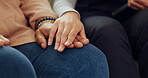 Caregiver, hands and senior person in home with closeup, hand holding or checkup in rehabilitation. Support, healthcare and nurse in house with consultation, help or medical service in retirement.