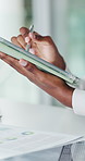 Pen, documents and hands of business person on tablet for finance review, statistics or profit growth. Corporate, financial agency and worker on tech for online report, budget or research with stylus