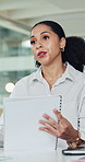 Documents, meeting and research with business woman in office for funding, account report and paperwork. Portfolio project, budget proposal and advisor with person for discussion, planning and pitch