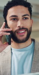 Business man, phone call and tablet with conversation, review online research or deal negotiation. Male person, tech and digital resource with mobile discussion, contact and feedback communication