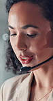Woman, microphone and call center for communication, contact us or customer care with face. Talking, help desk and female consultant with advice, support or telecom conversation with headset 