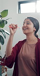 Brushing teeth, dance and singing with woman in bathroom of home for daily or morning routine. Energy, fun and toothbrush with couple in apartment together for bonding, cleaning or dental hygiene