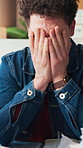 Stress, upset and businessman in office for deadline, overwork and burnout for project. Frustration, mad and overwhelmed male creative editor with documents for article publishing in workplace.