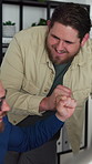 Business, fist bump and men in office, smile and teamwork with celebration, positive feedback or support. Employees, people and cooperation in workplace, happiness and conversation with success