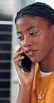Phone call, smile and advisor with business black woman in office for solar panel startup, contact and feedback. Sustainability contract negotiation, communication and virtual consultant with person