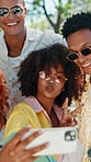 Friends, bonding and selfie in nature, peace sign and happy for reunion on summer break or together. Outdoor, profile picture and people on vacation, Gen z and photography for social media and web