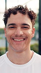 Face, happy and man for sports on court with fitness pride, exercise and training for competition. Portrait, male person and confident for tennis, match practice and outdoor venue for tournament game