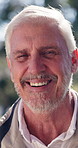 Happy, outdoor and face of senior man with laughing for comic, comedy or joke at home backyard. Smile, confident and portrait of elderly male person with pride for retirement in garden in London.
