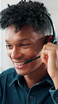 Communication, headset or man in contact center for customer service, advice or troubleshooting. Tech support, online helpline or virtual assistant consulting with client, microphone or telemarketing