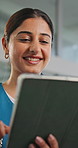 Tablet, woman and nurse in clinic with medical research for diagnosis, treatment plan or telehealth. Digital technology, communication and male healthcare worker with patient information in hospital.