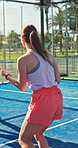Celebration, padel and teamwork with women on court together for competition, practice or training. Exercise, fitness and success with people playing tennis outdoor for challenge or sports tournament