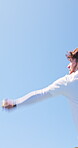 Serve, tennis and game with man on court for tournament, competition training and contest. Workout challenge, padel player and sports athlete with low angle of person outdoor for match and event