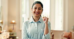 Hospitality, face or Indian woman in hotel with smile, about us or pride in guest service. Happy, professional or supervisor at resort with confidence, compliance or experience in lodge management.