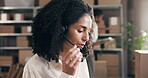 Shipping, woman or headset with customer service in small business for order FAQ, logistics or help. Distribution staff, agent or talking to client for price enquiry, delivery status or track package