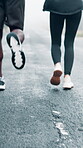 Running, legs and team with people on road for personal trainer, cardio workout and race challenge. Runner coaching, exercise partner and sports with athlete outdoor for competition and training