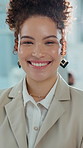 Human resources, face or happy woman with arms crossed in office, confident or talent acquisition. Employee relations, professional or portrait of person with smile for recruitment, pride or about us