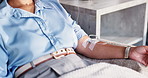 Person, arm and liquid iv drip with healthcare, wellness and cancer treatment with chemotherapy. Closeup, medical service and patient in hospital, catheter and fluid with kidney dialysis and medicine