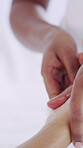 Massage, hands and skincare with woman at spa for deep tissue treatment, stress relief and relax. Hospitality, oil therapy and holistic healing with person in resort for pamper, wellness and peace