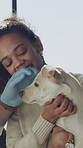 Woman, puppy and hands of vet in consultation for health assessment, animal care and examination. Happy owner, professional doctor and dog for wellness appointment, pet insurance and routine checkup