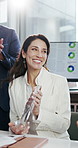 Applause, award and business woman with team in office for promotion, good job and success. Professional, corporate and workers celebrate for achievement, well done and congratulations in meeting