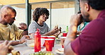 Outdoor, eating or friends with meal for bonding, get together or conversation for social gathering. Reunion, laugh or happy people with party for connection, healthy food or support for relationship