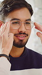 Help, optometry and man with glasses, eye test and wellness with appointment. Client, healthcare and person with frame, consultation and ophthalmology with spectacles,  prescription and clear vision