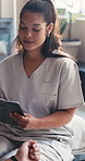 Woman, nurse and writing with clipboard in clinic for medical report, questions and diagnosis. Person, notes and checklist with patient symptoms, healthcare survey and review information of treatment
