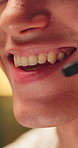 Person, mouth and happy with headset at call centre for consultation, contact us and crm. Smile, advisor and mic for customer service, online assistance and listening to positive feedback from client