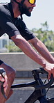 Cycling, men and exercise on bicycle outdoor for practice, competition and active on road for journey. City street, cyclist team and people on bike for tournament, travel and eco friendly transport