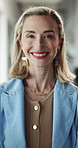 Face, business and woman with smile in office for career pride, about us and real estate. Portrait, female person and realtor consultant with ambition, happy employee and agency for property auction