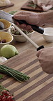 Hands, knife and sharpen for cooking in restaurant kitchen with organic ingredients for gourmet food. Person, chef and maintenance for tools, equipment or blade with vegetables for cuisine at diner