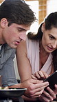 Couple, research and food with tablet for online tutorial, cooking or digital recipe in home. Man, woman or scrolling with technology or app for meal preparation, snack tips or virtual menu in house
