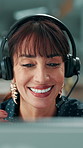 Call center, laptop and woman in office with headset, contact us or advice in crm service. Professional, tech and mature consultant with microphone, online assistance or feedback in client support.